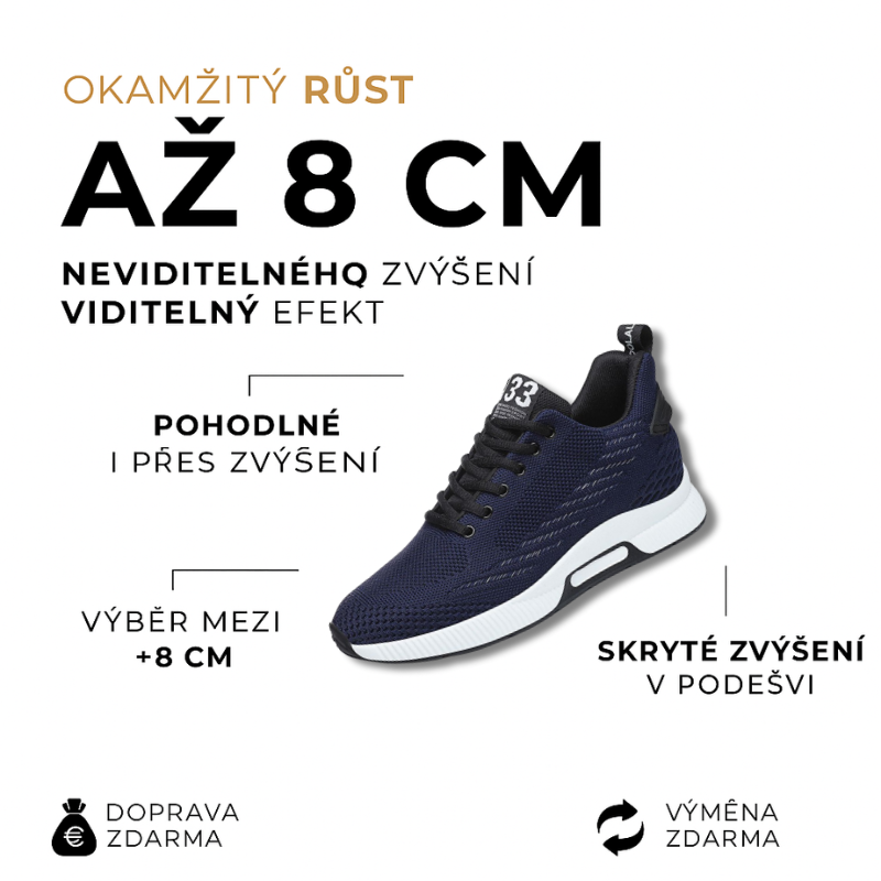 SPRINT Tmavě modrá |+8 CM OKAMŽITĚ, ZARUČENÉ POHODLÍ