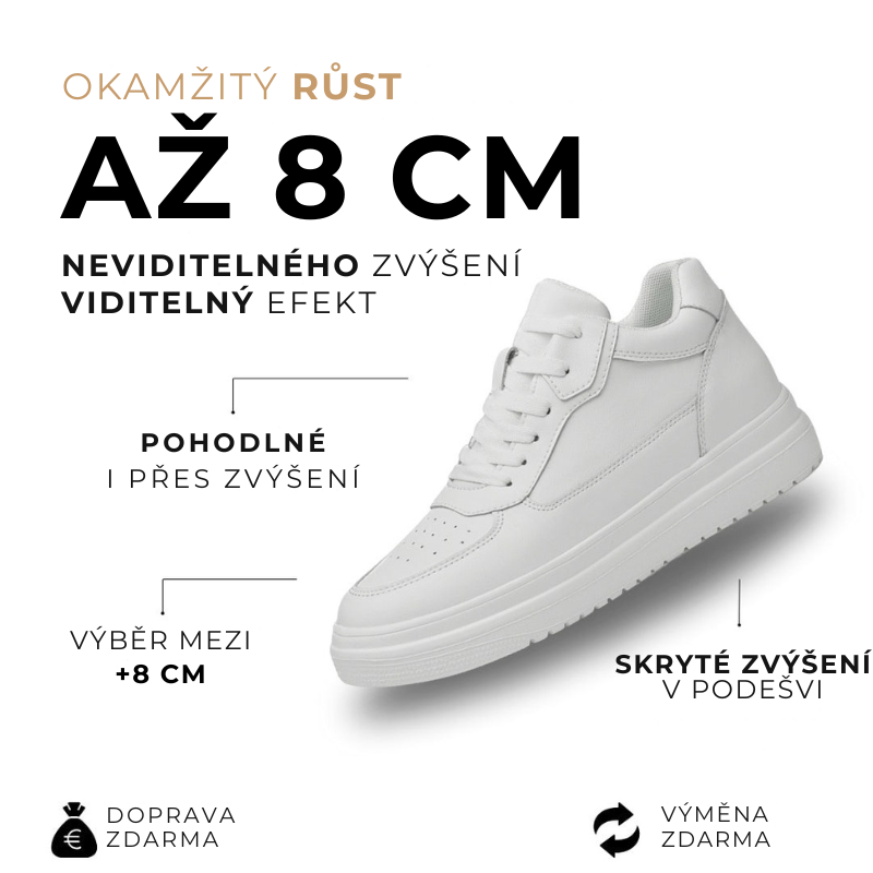 WHITE CASUAL |+8 CM OKAMŽITĚ, ZARUČENÉ POHODLÍ