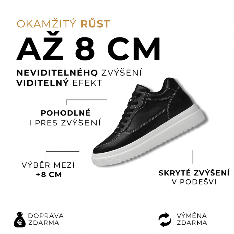 BLACK CASUAL |+8 CM OKAMŽITĚ, ZARUČENÉ POHODLÍ